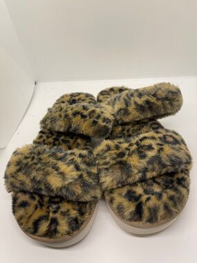 Koolaburra Faux Fur Leopard Slide Slippers - Tan/Black New In Box sz 9